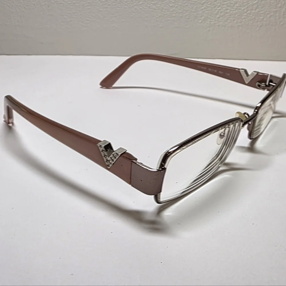 Authentic Valentino V2102R 601 Crystal V Pink Eyeglass Frames 52-16-135 Italy